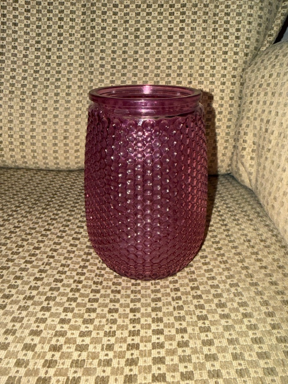 Vintage Glass Honeycomb Vase Purple MCM 6 x 4” Hobnail Display Jar/for Flowers